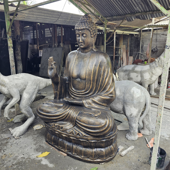 Statuie Buddha pe Lotus, 2 m, Auriu Antic [2]