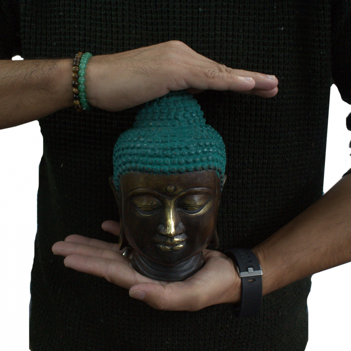 Cap de Buddha Clasic din Alama, 15 cm [2]