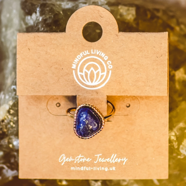 Inel reglabil cu Lapis Lazuli, placat cu aur [2]