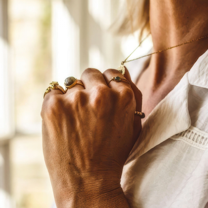 Colier cu Aventurin Verde, Placat cu Aur 18K [3]