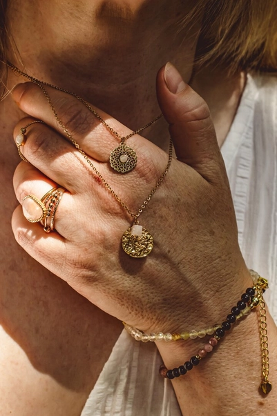 Colier cu Aventurin Verde, Placat cu Aur 18K [2]