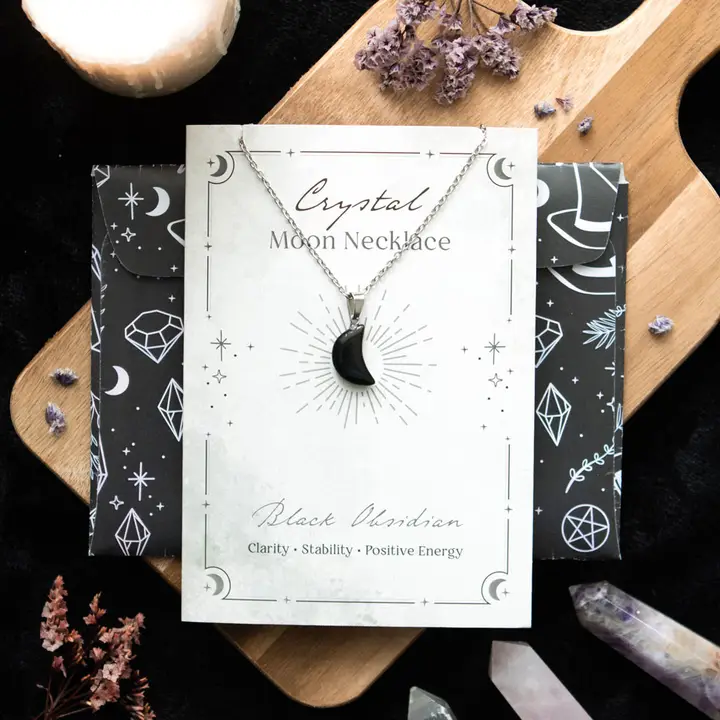 Colier Luna din Obsidian Negru si Felicitare [2]