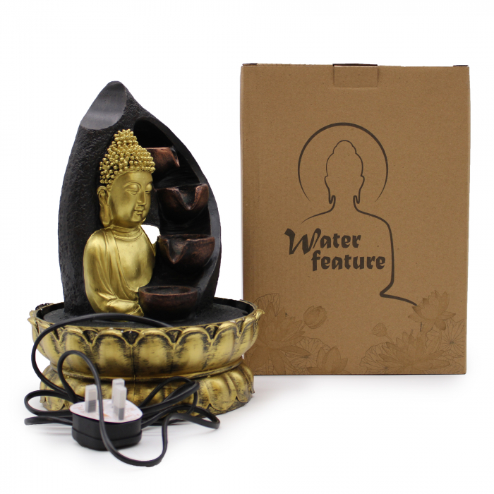 Fantana Zen - Buddha auriu si vase curgatoare, 30 cm [3]