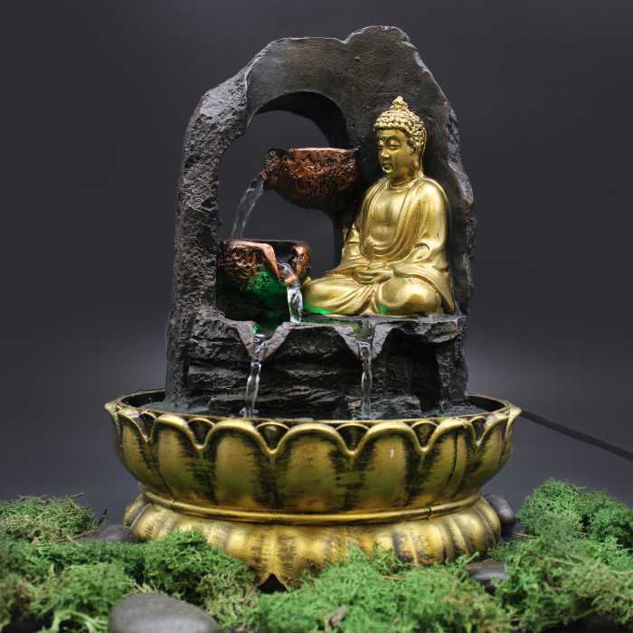 Fantana Zen - Buddha Auriu Meditand, 30 cm [2]