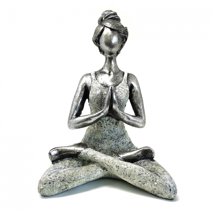 Figurina Feminina Yoga, Alb si Argintiu, 24 cm [1]