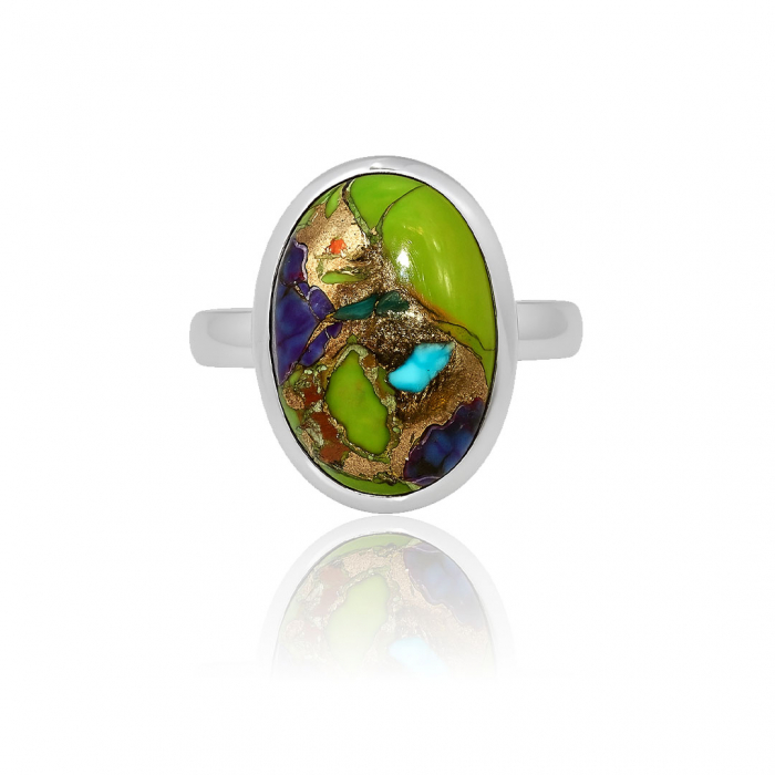 Inel Turcoaz Multicolor si Cupru - Argint 925 - M01 [1]