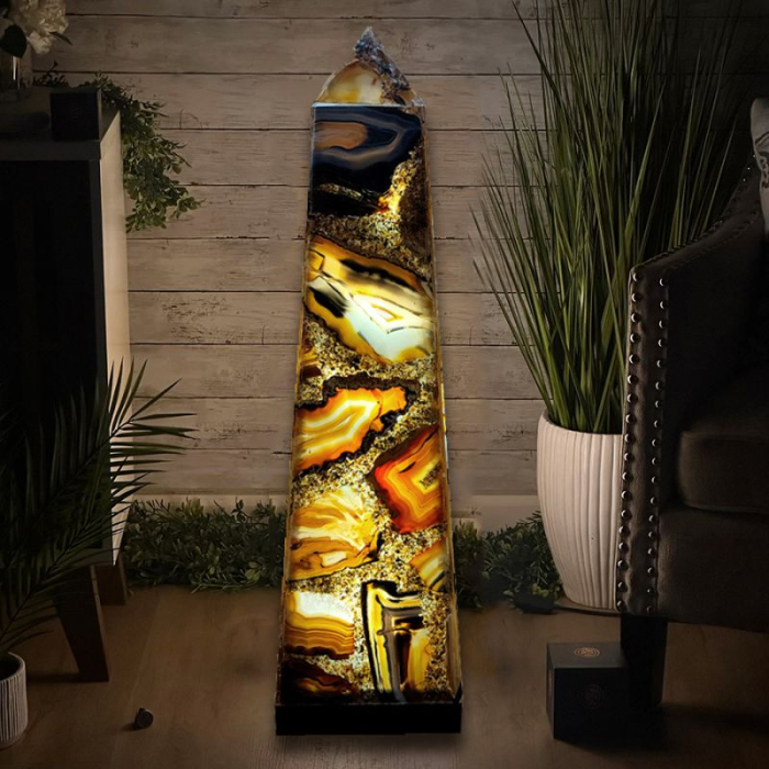 Lampa obelisc din agat natural, 65x20 cm [2]