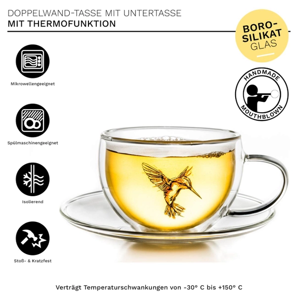 Ceasca termo Hummi Red 250 ml, perete dublu, cu farfurie [3]