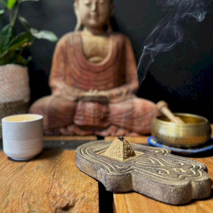 Placa pentru Pulbere Incense din Piatra de Lava Neagra [2]