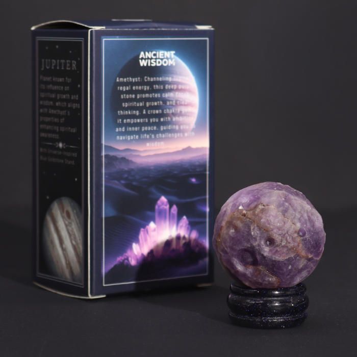 Planeta JUPITER din Ametist pe Suport din Piatra Soarelui [3]
