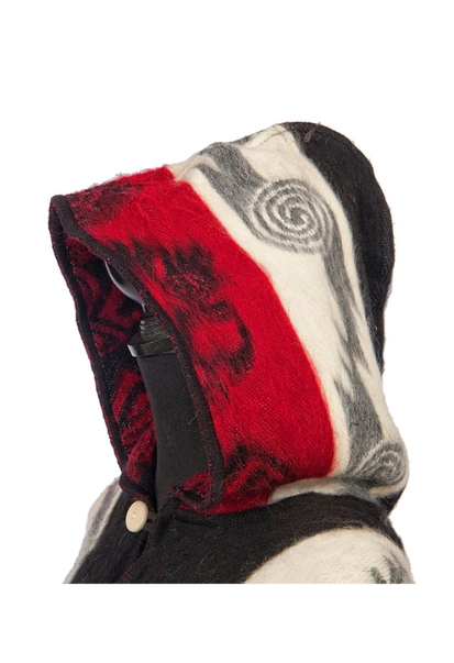 Poncho alpaca model Native, rosu si negru [3]