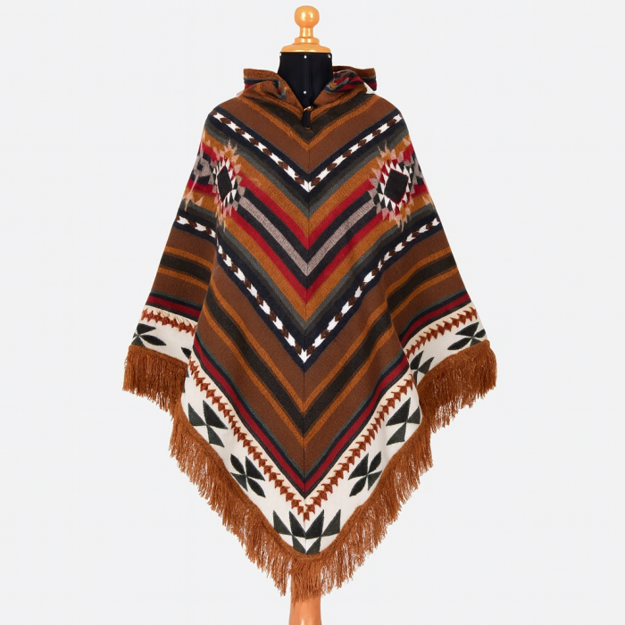 Poncho Maro Unisex Alpaca Realizat Manual de Artizani Indigeni [1]