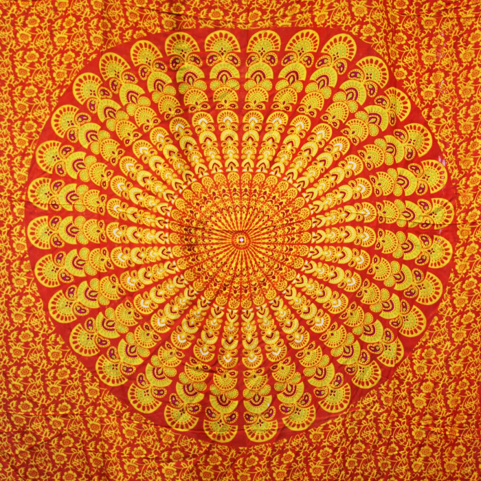 Sarong Mandala, Portocaliu si Lime, 140x100 cm [2]