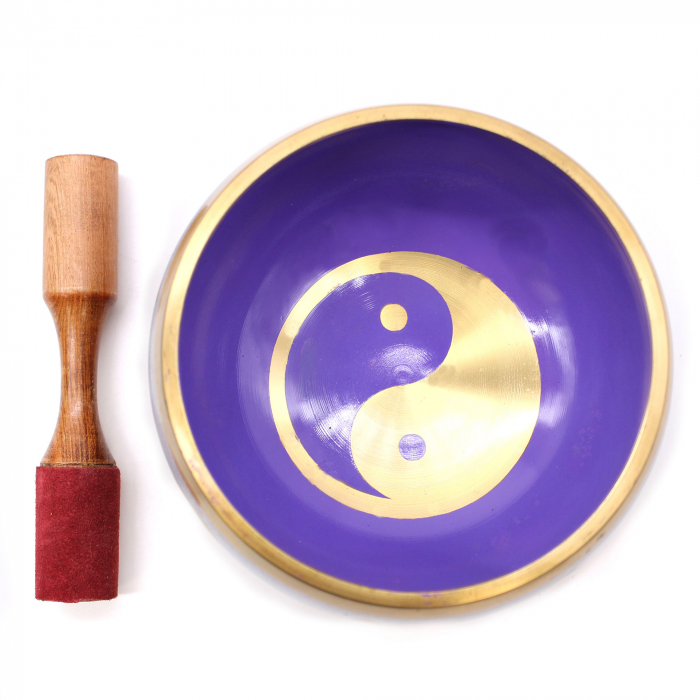 Set Bol Tibetan cantator Yin & Yang cu ciocanel din lemn [2]