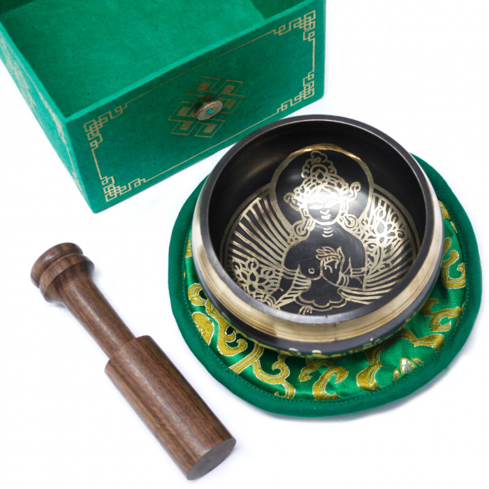 Set Bol Tibetan cantator Tara verde, 10 cm [2]