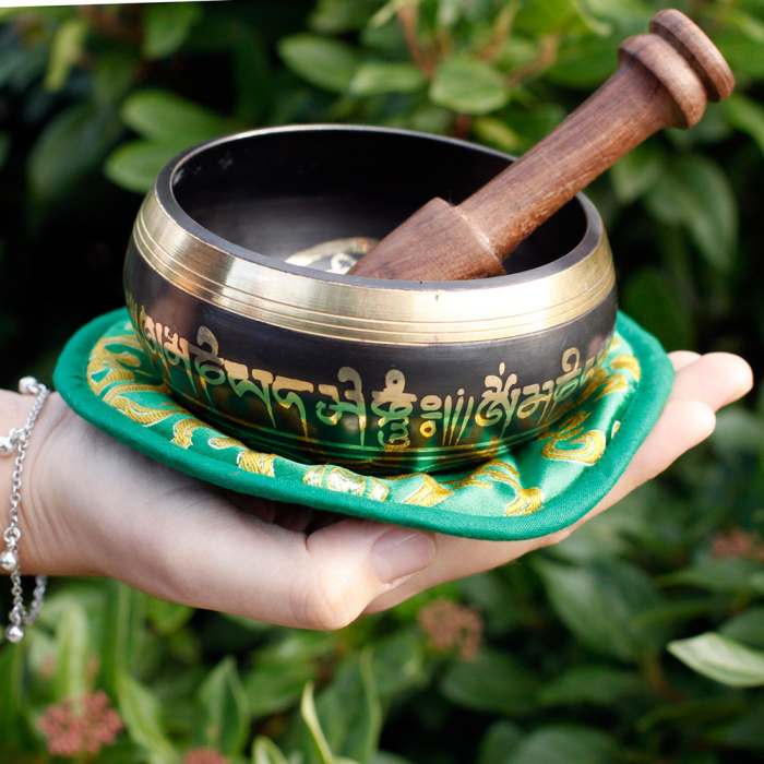 Set Bol Tibetan cantator Tara verde, 10 cm [3]