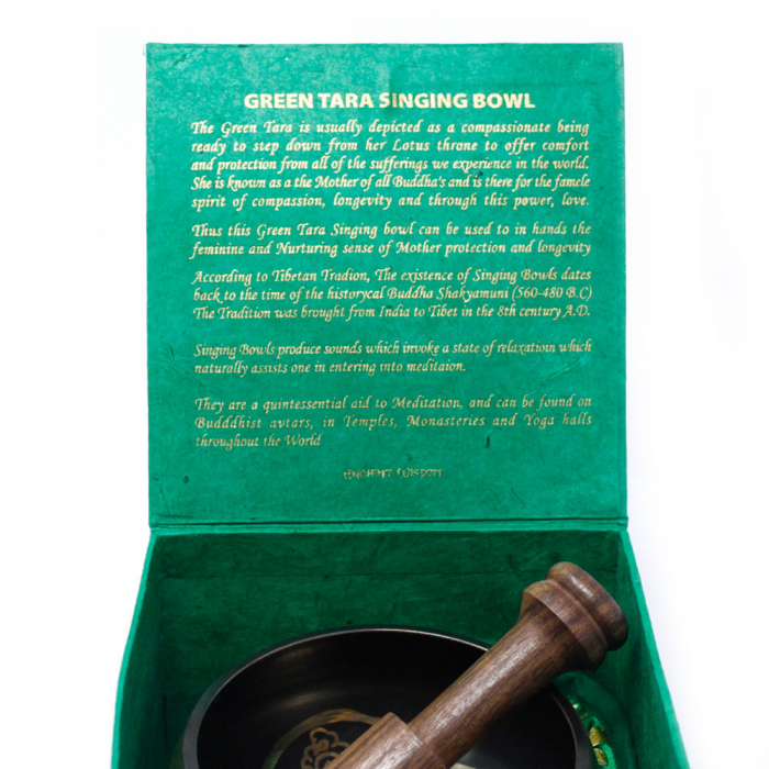 Set Bol Tibetan cantator Tara verde, 10 cm [4]