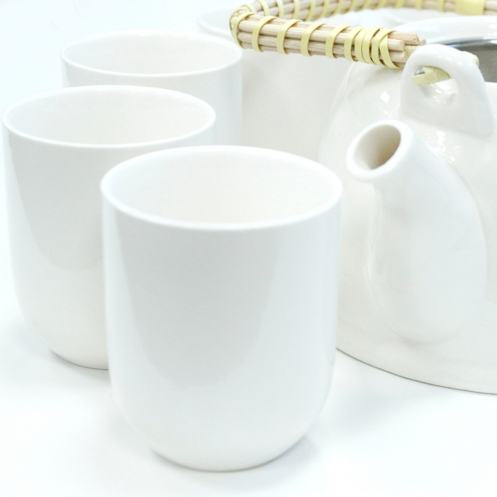 Set Ceainic + 6 Cani din Ceramica, alb [4]