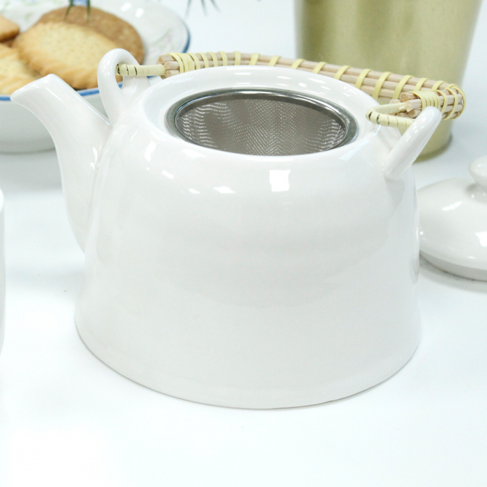 Set Ceainic + 6 Cani din Ceramica, alb [3]