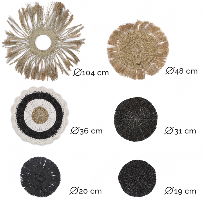 Set 6 decoratiuni de perete din rafie Abu-Abu [8]