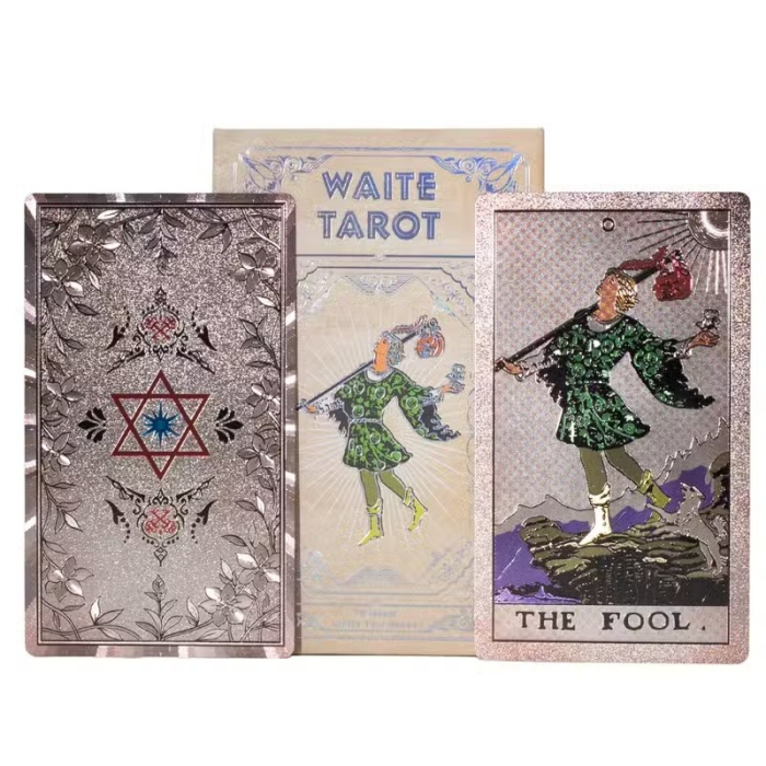 Set de Carti de Tarot Waite cu Folie Argintie, cu Brosura Inclusa [2]