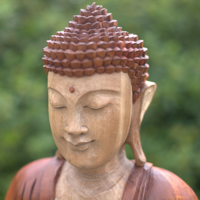 Statueta Buddha Ruga sculptata manual, 30 cm [3]