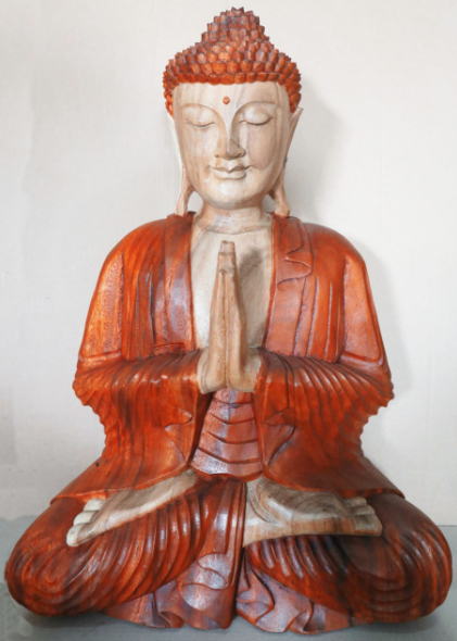 Statueta Buddha Ruga sculptata manual, 30 cm [2]