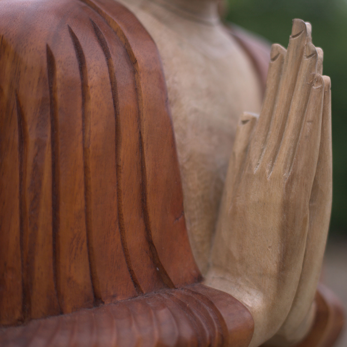 Statueta Buddha Ruga sculptata manual, 30 cm [4]