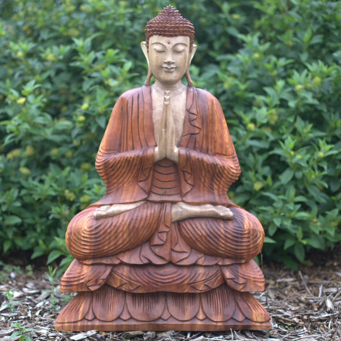 Statueta Buddha sculptata manual, 80 cm [3]