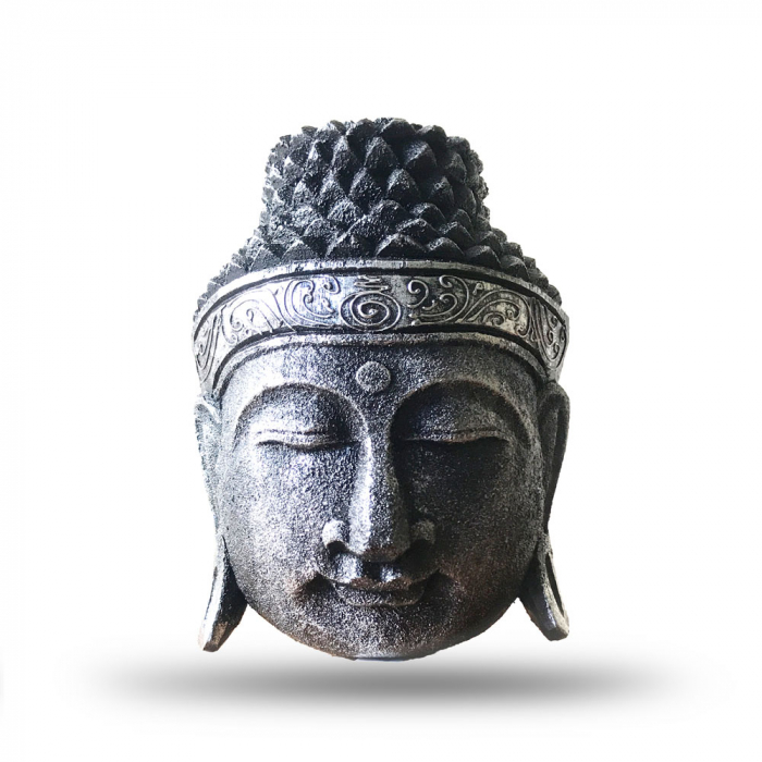 Statueta Cap Buddha, 25 cm, Argintiu [1]