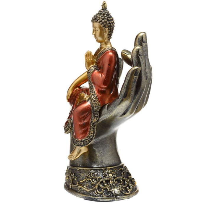 Statueta thailandeza Buddha asezat, Rosu-Auriu [3]