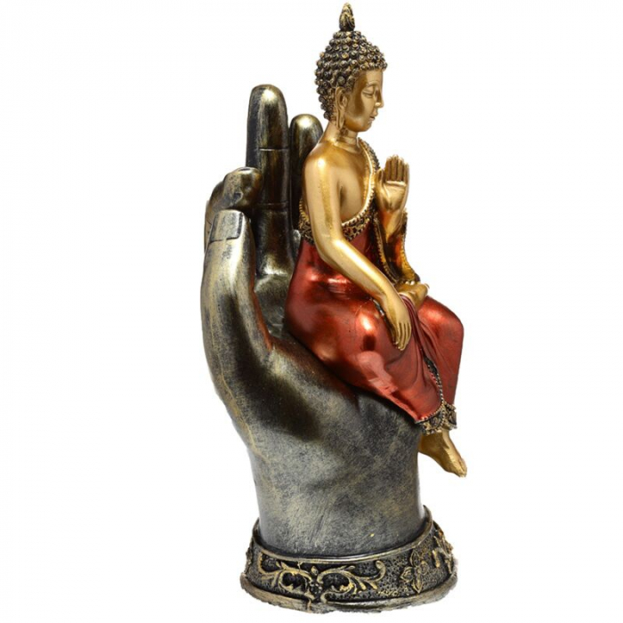 Statueta thailandeza Buddha asezat, Rosu-Auriu [4]