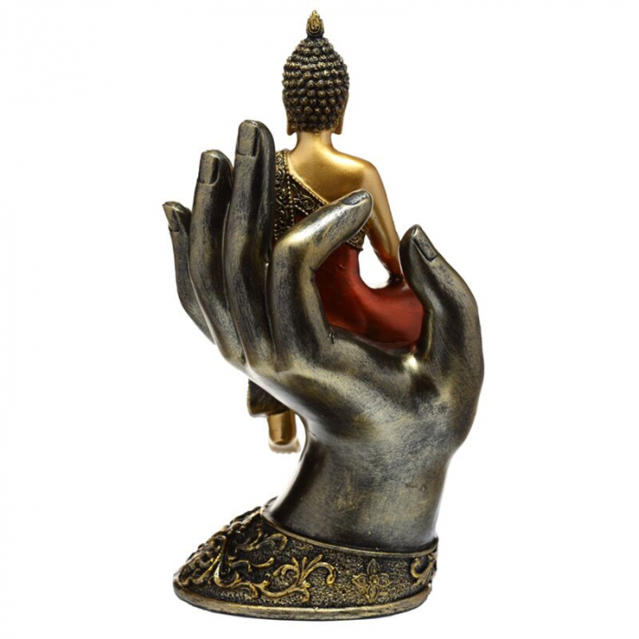 Statueta thailandeza Buddha asezat, Rosu-Auriu [2]
