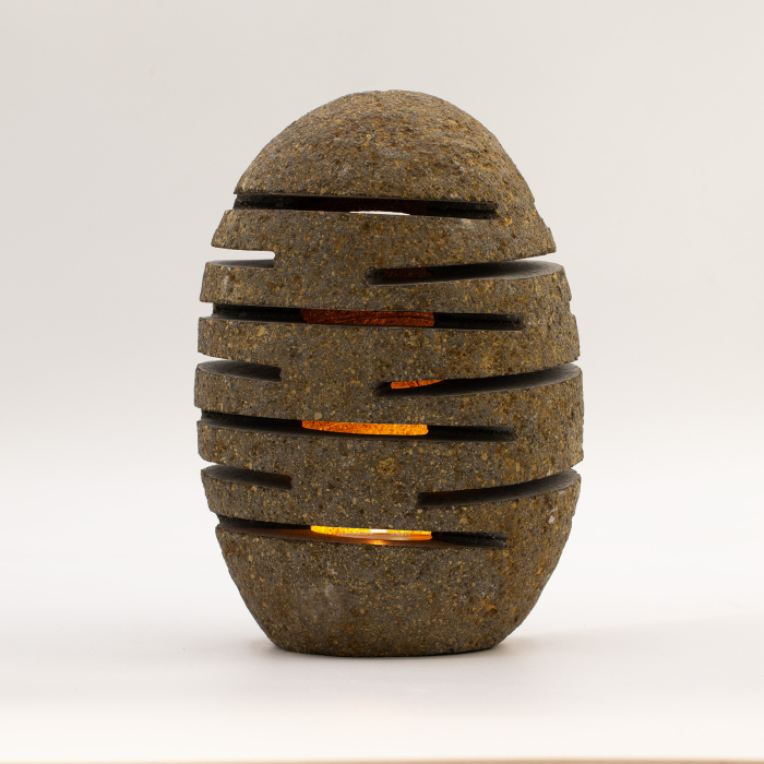 Suport  Lumanare din Piatra de Rau Naturala  10 × 13 × 22 cm [2]