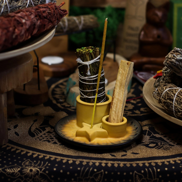 Suport Betisor Palo Santo si Fumigatie – Mandala – Bej si Gri [2]