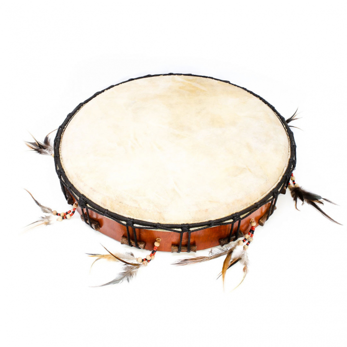 Toba samanica de mana decorata, 38cm, piele de capra [1]