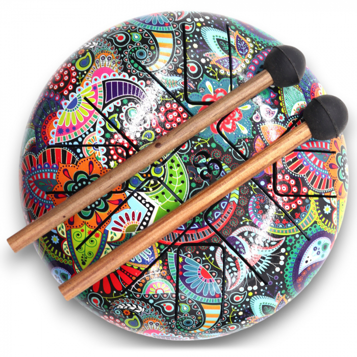 Toba metalica sculptata cu 8 note, multicolora, handpan, 18 cm [1]