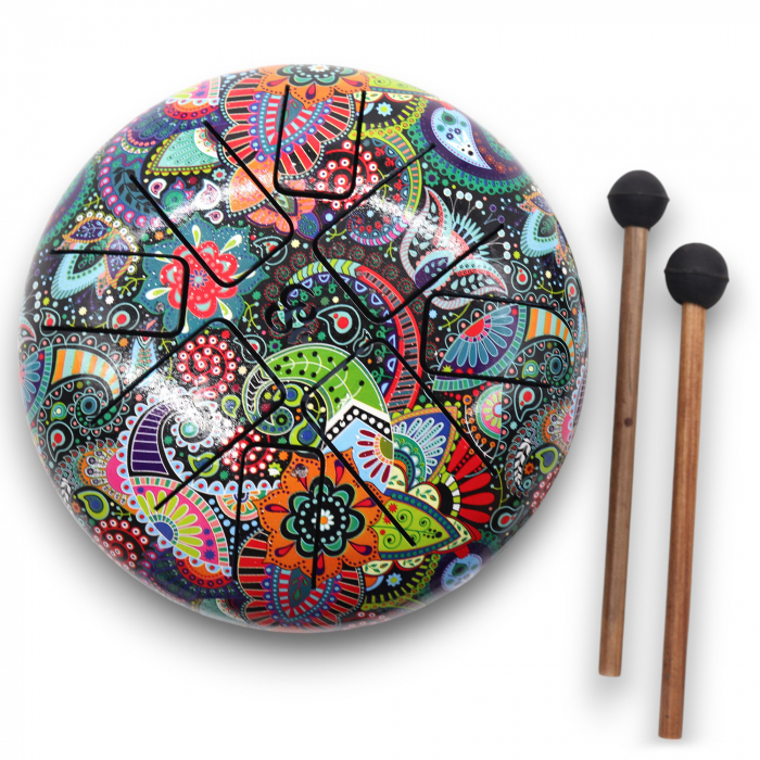 Toba metalica sculptata cu 8 note, multicolora, handpan, 18 cm [3]