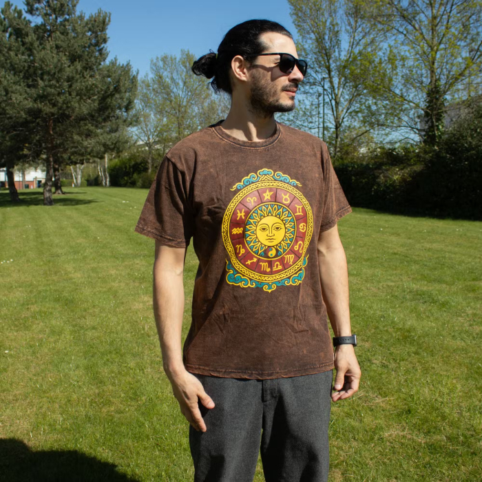Tricou bumbac Soare si Zodiac – Maro [2]
