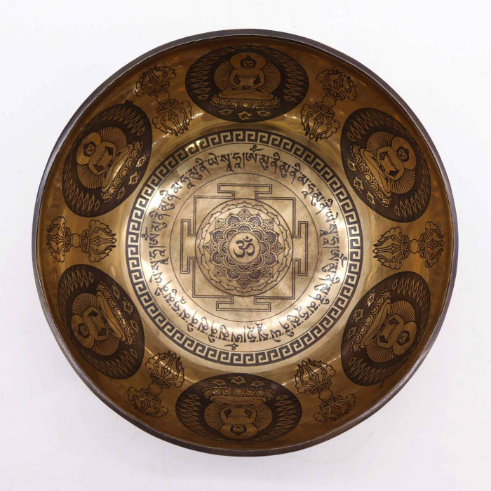 Bol Tibetan cantator cu Argint, Ohm si Buddha, 21 cm [4]