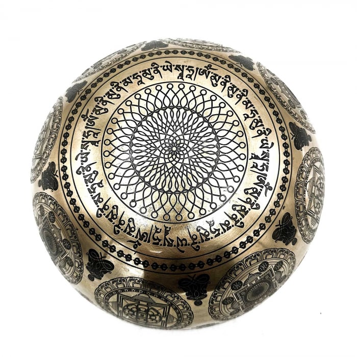 Bol Tibetan cantator cu Argint, 7 Chakre si Floarea Vietii, 21 cm [3]