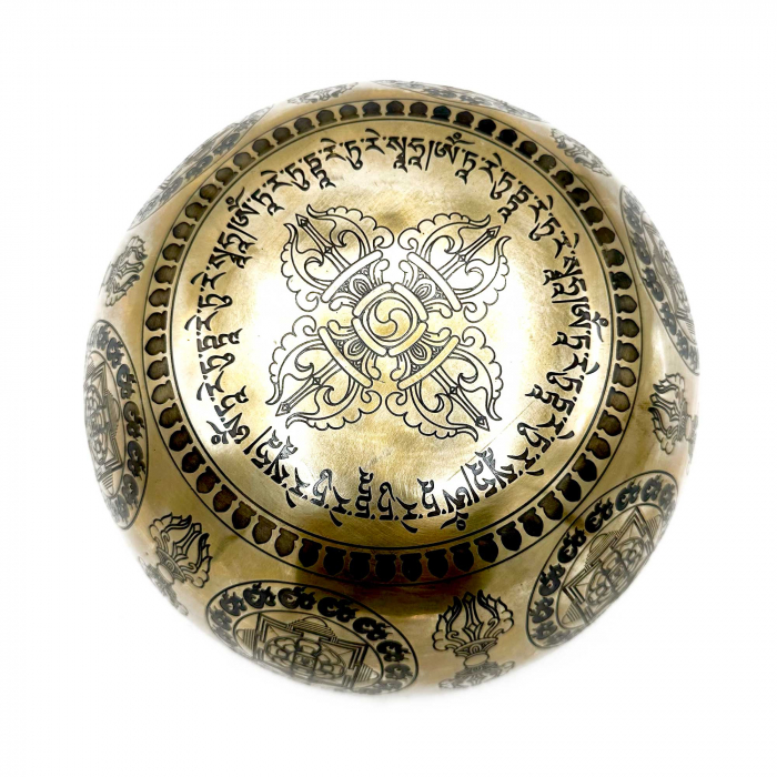 Bol Tibetan cantator cu Argint, Buddha - Arborele Bodhi, 16 cm [3]