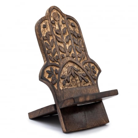 Diverse - Suport Telefon Hamsa, lemn de mango