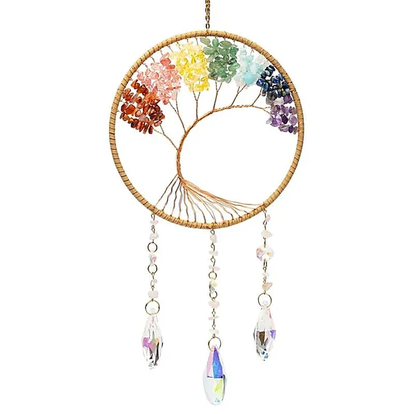 DECORATIUNI - Suncatcher Arborele Vietii cu Pietrele celor 7 Chakre