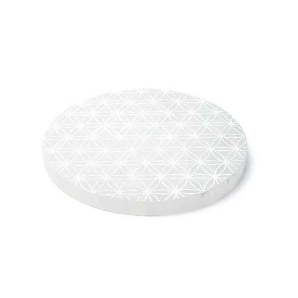 CRISTALE - Placa din Selenit pentru Curatarea si Incarcarea Cristalelor, Floarea Vietii, 12 cm