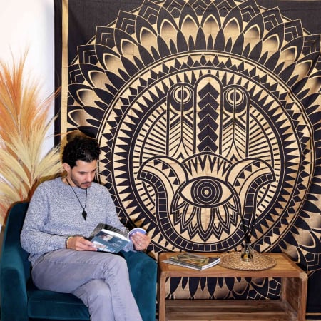 Tapiserie de Perete, Hamsa Negru cu Auriu, 230 x 200 cm [1]