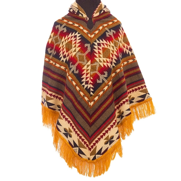 TEXTILE - Poncho alpaca triunghiular galben