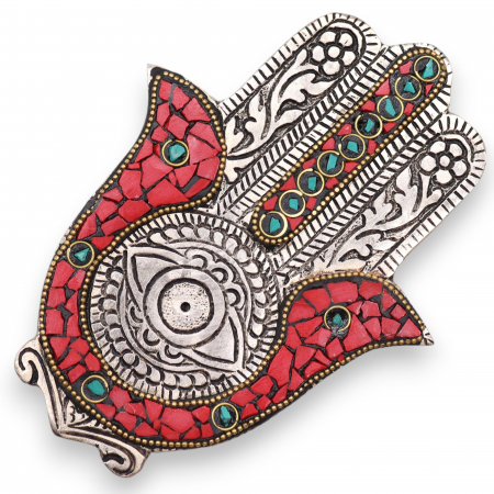 Suporturi si decoratiuni - Suport Betisoare Parfumate, Hamsa, Rosu si Verde