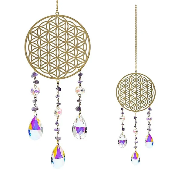 DECORATIUNI - Suncatcher cu Floarea Vietii si Ametist