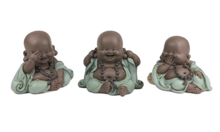 DECORATIUNI - Set 3 Figurine Rasina Buddha Inteleptii (10x7.5x8.5 cm)